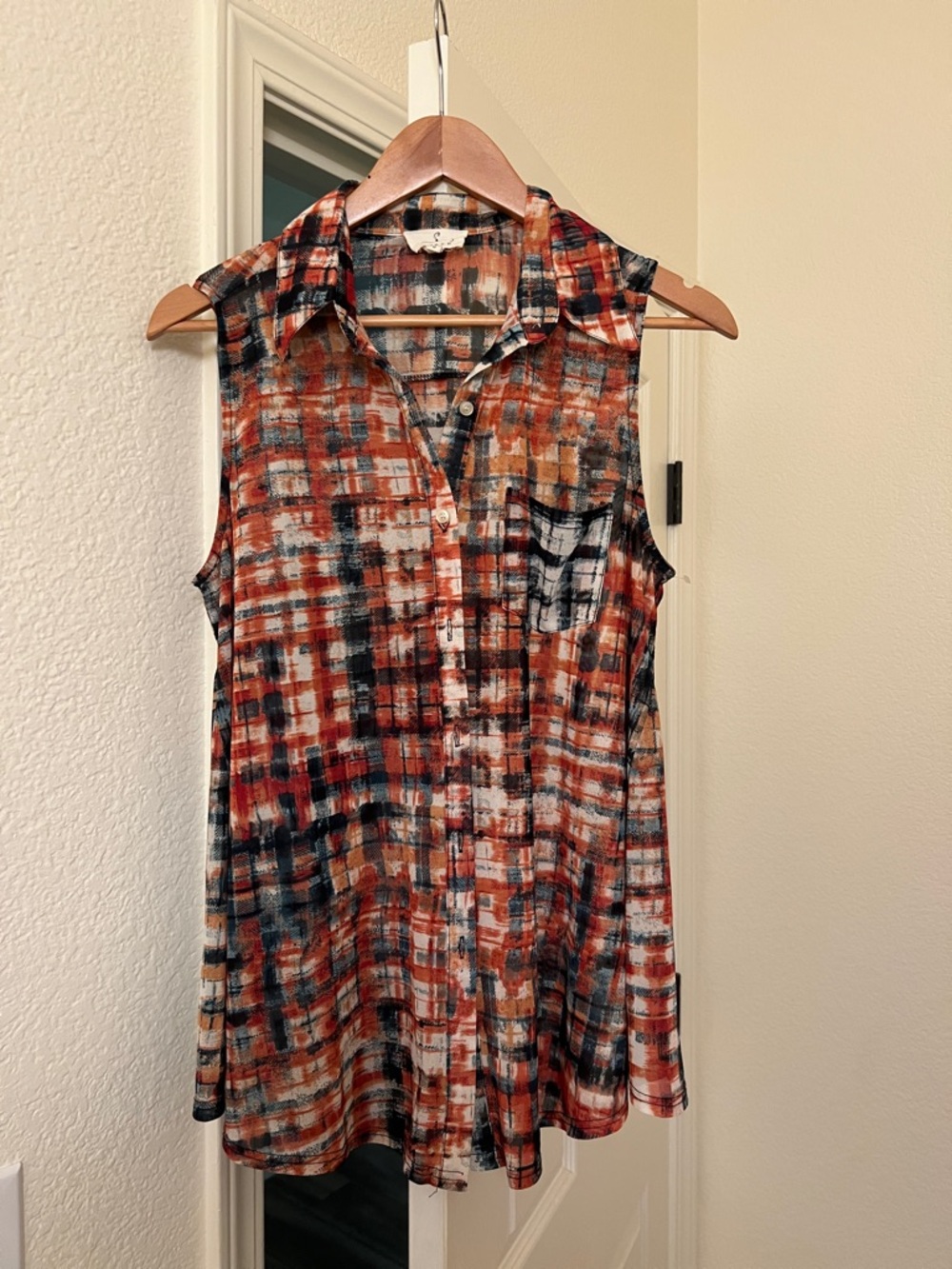 Sleeveless Button Front Blouse